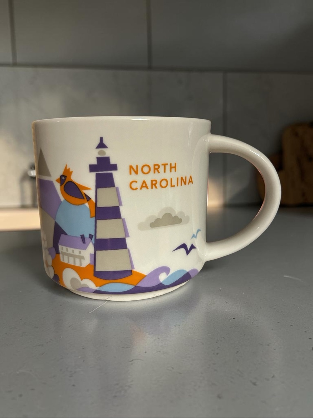 Starbucks North Carolina Lighthouse Mug in White, Purple & Orange